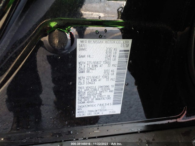 Nissan ROGUE SV 2018 5N1AT2MT6JC786345 Image 9
