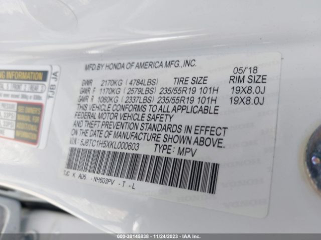 5J8TC1H5XKL000603 Acura Rdx Technology Package