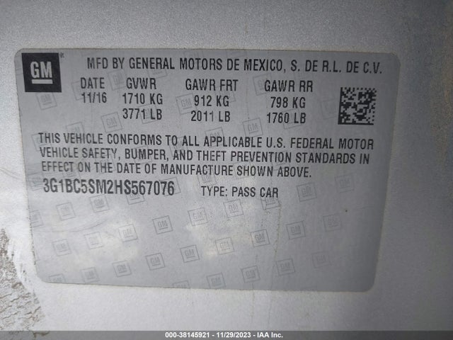 Chevrolet Cruze Ls Auto 2017 3G1BC5SM2HS567076 Image 9