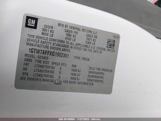 GMC Savana 2500 Work Van 2016 1GTW7AFFXG1902361 Image 9