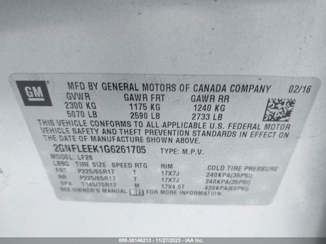 Chevrolet EQUINOX LS 2016 2GNFLEEK1G6261705 Image 9