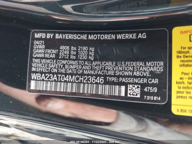 WBA23AT04MCH23646 BMW 430I