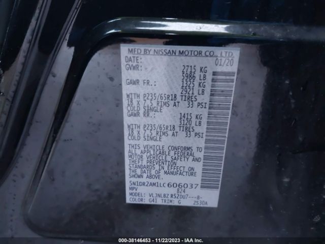 5N1DR2AM1LC606037 Nissan Pathfinder S 4wd