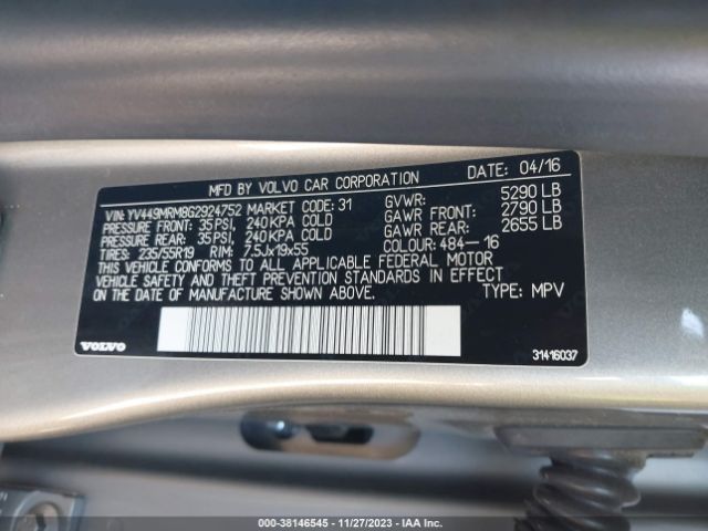 2016 VOLVO XC60 YV449MRM8G2924752 Photo 8