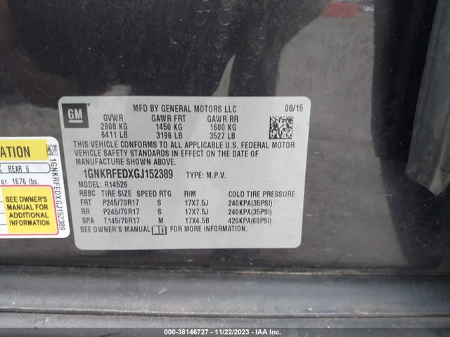 Chevrolet Traverse Ls 2016 1GNKRFEDXGJ152389 Image 9