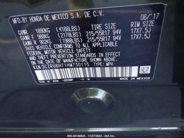 3CZRU6H71HM730115 Honda Hr-v Ex-l