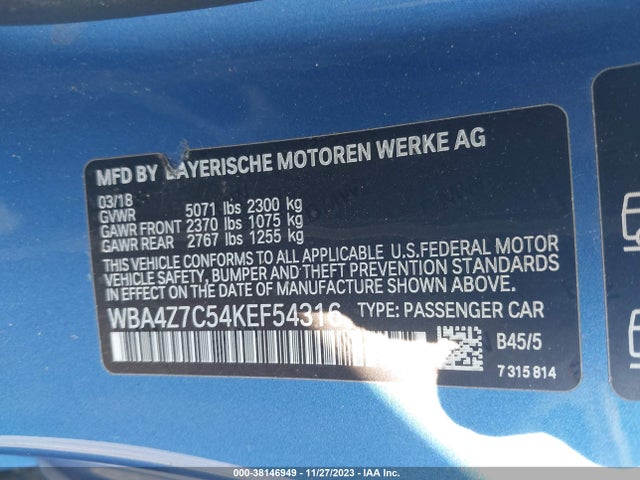BMW 440i Xdrive 2019 WBA4Z7C54KEF54316 Image 9