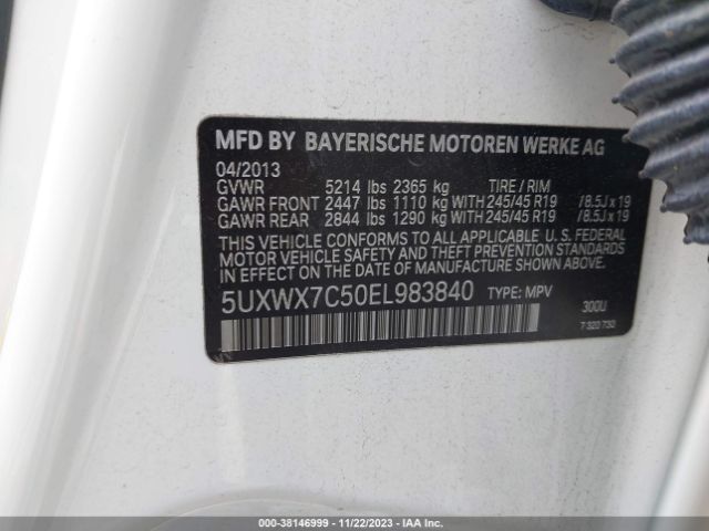 5UXWX7C50EL983840 BMW X3 Xdrive35i