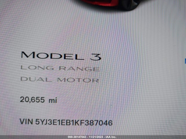 Tesla Model 3 Long Range 2019 5YJ3E1EB1KF387046 Image 7