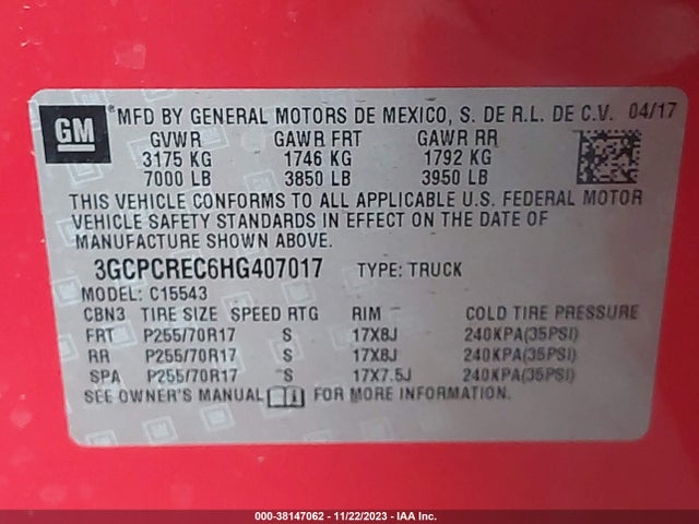 Chevrolet Silverado 1500 1lt 2017 3GCPCREC6HG407017 Image 9