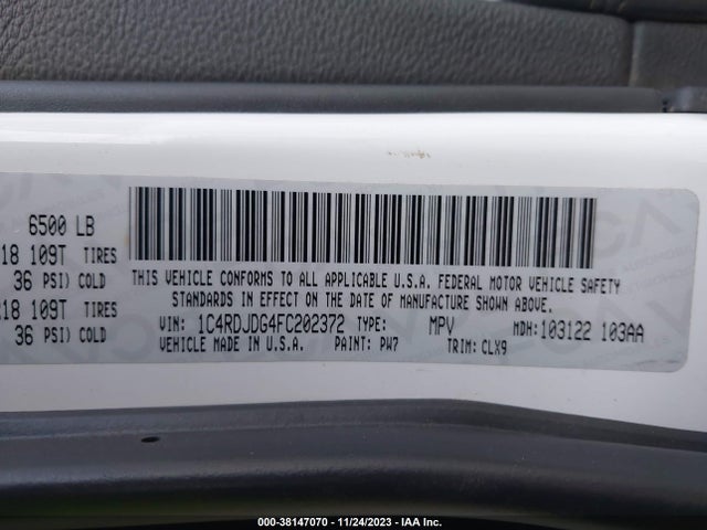 Dodge DURANGO LIMITED 2015 1C4RDJDG4FC202372 Image 9