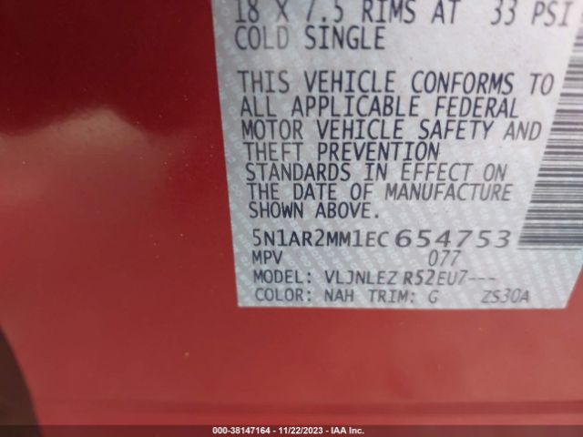 5N1AR2MM1EC654753 Nissan Pathfinder Sv