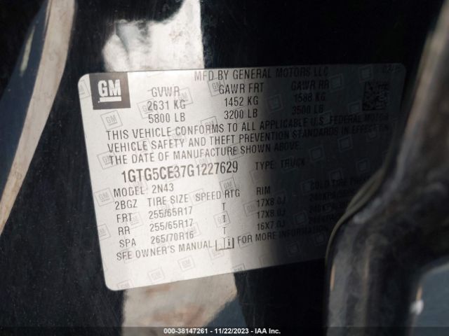 1GTG5CE37G1227629 GMC CANYON SLE