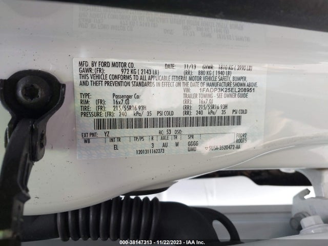 2014 FORD FOCUS SE VIN: 1FADP3K25EL208951