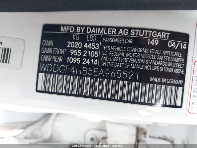WDDGF4HB5EA965521 Mercedes-Benz C 250 Sport/luxury
