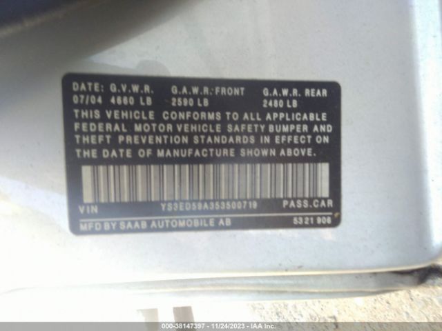 2005 SAAB 9-5 YS3ED59A353500719 Photo 8