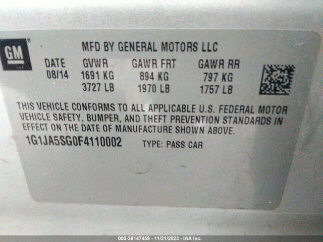 Chevrolet Sonic Ls Auto 2015 1G1JA5SG0F4110002 Image 9