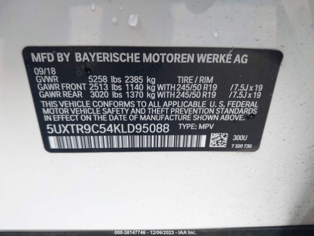 5UXTR9C54KLD95088 BMW X3 Xdrive30i