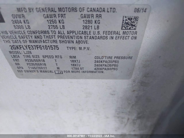 GMC Terrain Slt-2 2015 2GKFLYE37F6101575 Image 9