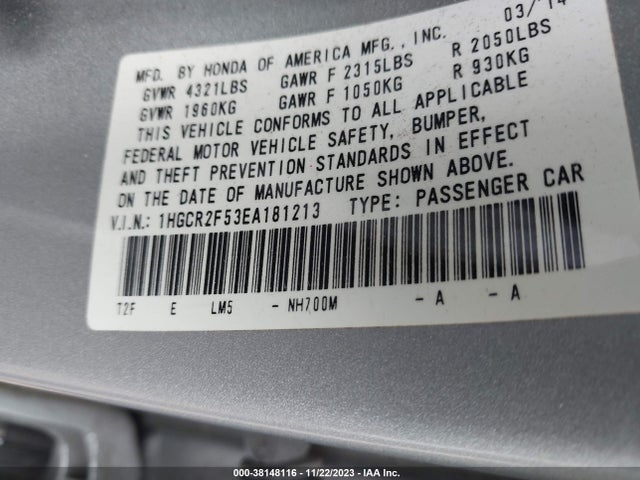 Honda Accord Sport 2014 1HGCR2F53EA181213 Image 9