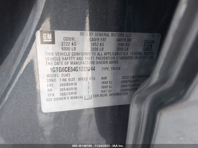 1GTG6CE34G1223244 GMC CANYON SLE