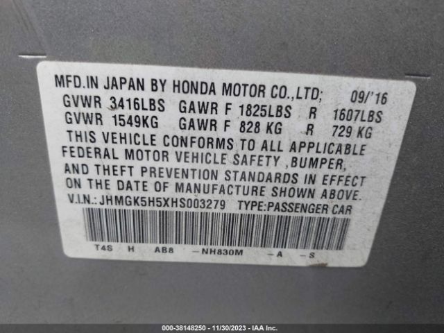 JHMGK5H5XHS003279 Honda FIT LX