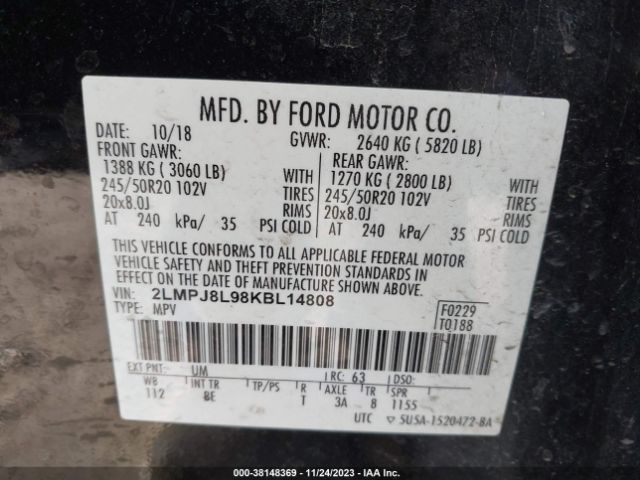 2019 LINCOLN NAUTILUS 2LMPJ8L98KBL14808 Photo 8