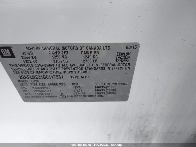 GMC Terrain Sle-2 2016 2GKFLNE31G6117531 Image 9