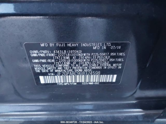 JF2GPABC9G8324598 Subaru Crosstrek 2.0i Premium