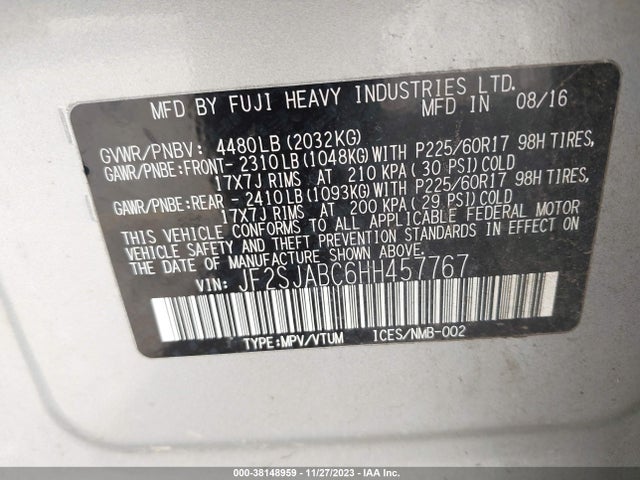 Subaru Forester 2.5i 2017 JF2SJABC6HH457767 Image 9