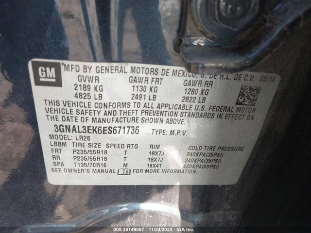 Chevrolet Captiva Sport Lt 2014 3GNAL3EK6ES671736 Image 9