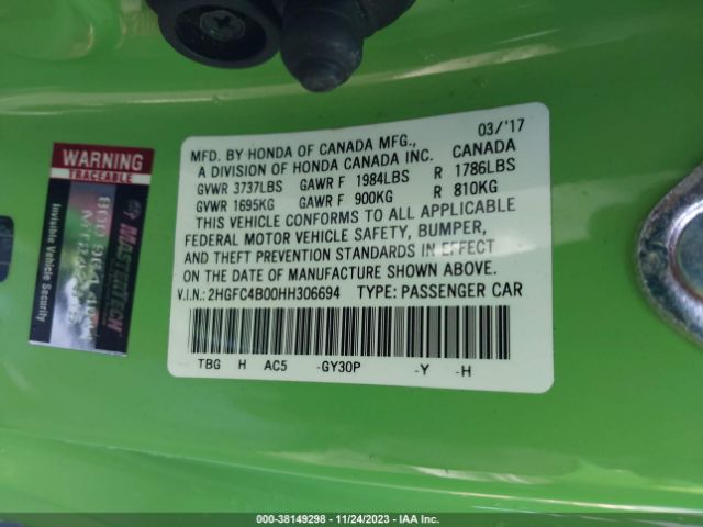 2HGFC4B00HH306694 Honda Civic Lx-p