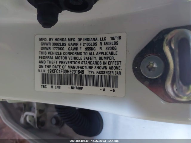 Honda Civic Ex-t 2017 19XFC1F30HE201649 Image 9