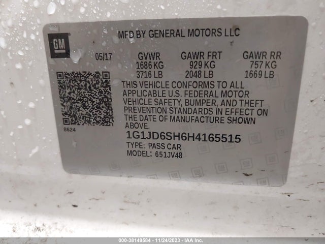 Chevrolet Sonic Lt Auto 2017 1G1JD6SH6H4165515 Image 9