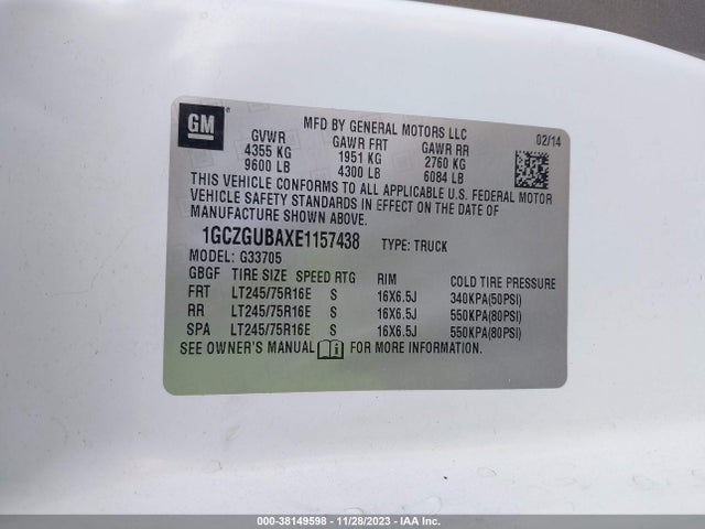 Chevrolet Express 3500 Work Van 2014 1GCZGUBAXE1157438 Image 9