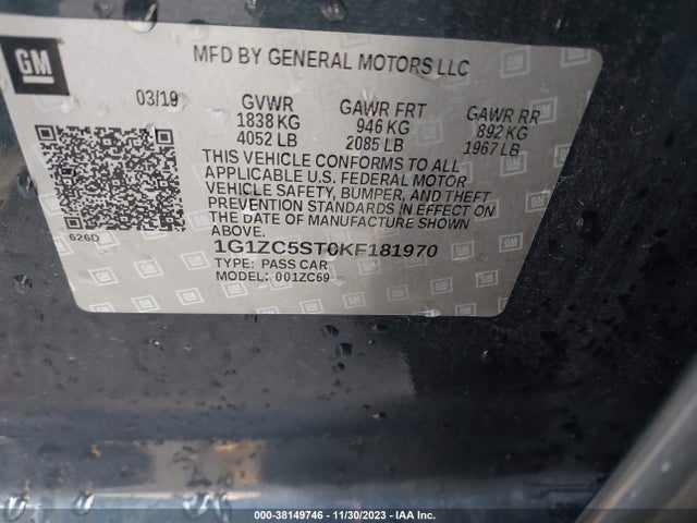 Chevrolet Malibu 1fl 2019 1G1ZC5ST0KF181970 Image 9