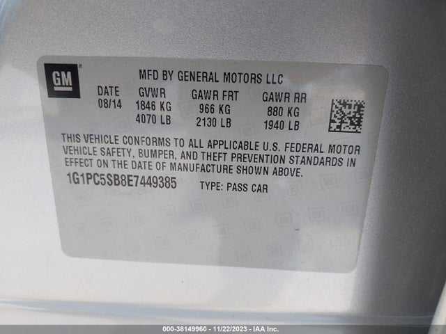 Chevrolet Cruze 1lt Auto 2014 1G1PC5SB8E7449385 Image 9