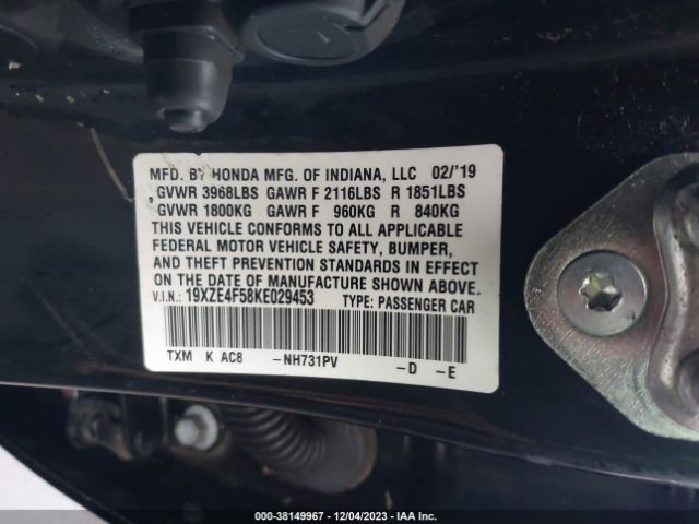 19XZE4F58KE029453 Honda INSIGHT EX