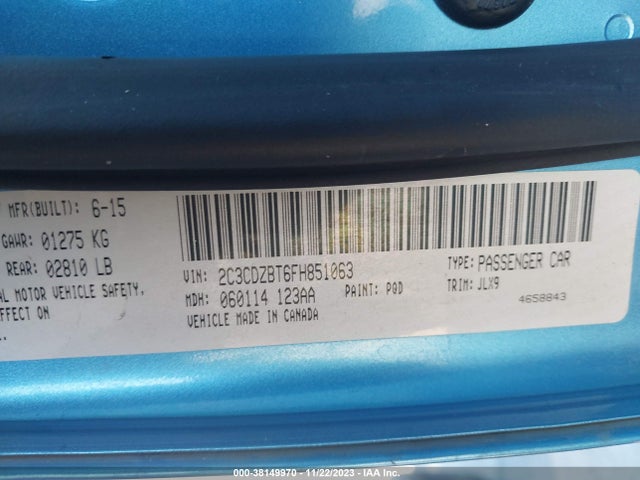 Dodge Challenger Sxt Plus Or R/t Plus 2015 2C3CDZBT6FH851063 Image 9