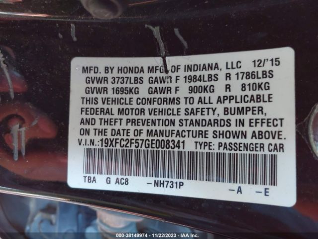 19XFC2F57GE008341 Honda Civic Lx