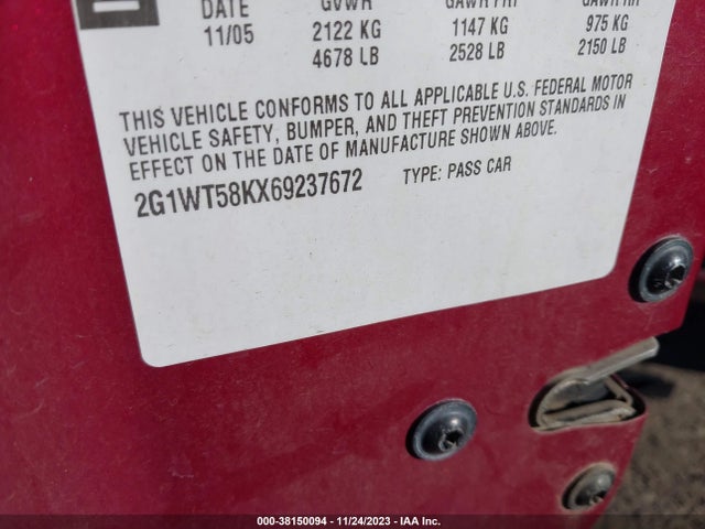 2006 CHEVROLET IMPALA LT VIN: 2G1WT58KX69237672