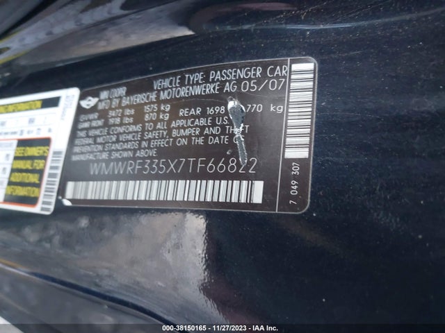 2007 MINI COOPER WMWRF335X7TF66822 Photo 8
