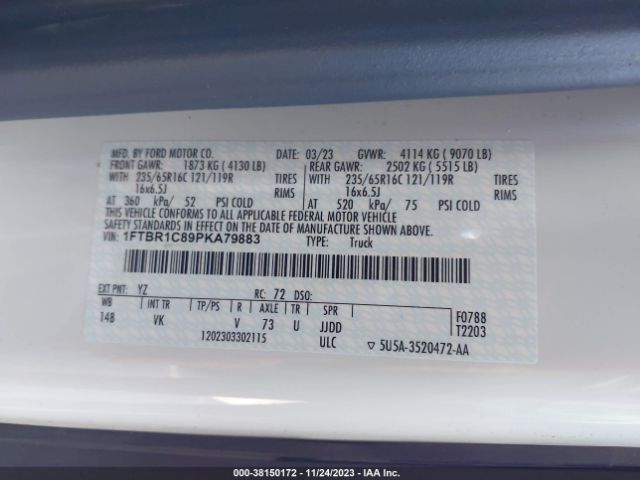 1FTBR1C89PKA79883 Ford Transit-250 Cargo Van