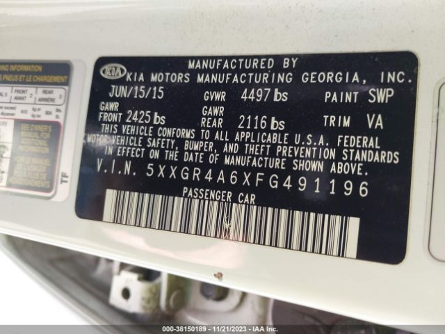 5XXGR4A6XFG491196 KIA Optima Sxl Turbo
