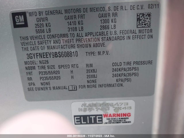 2011 CADILLAC SRX 3GYFNEEY9BS608810 Photo 8