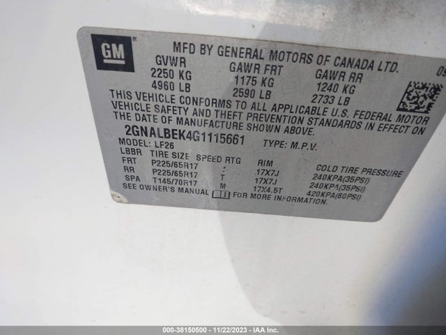 Chevrolet Equinox L 2016 2GNALBEK4G1115661 Image 9