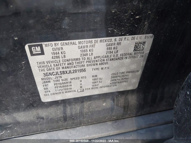 Chevrolet Trax Lt 2018 3GNCJLSBXJL281956 Image 9