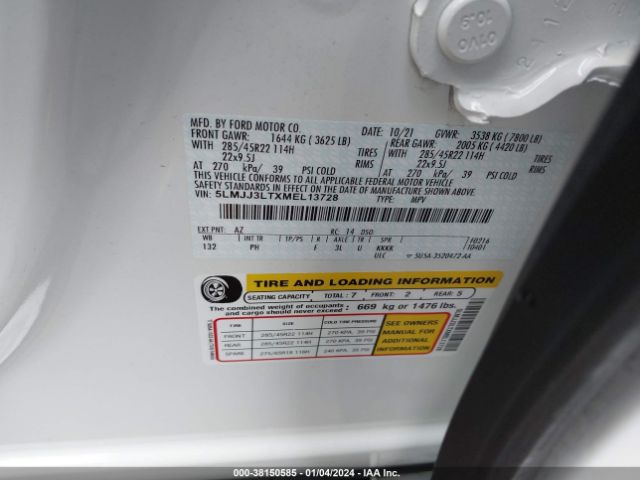 5LMJJ3LTXMEL13728 Lincoln Navigator Reserve L