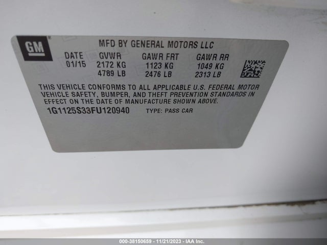 Chevrolet Impala 2lt 2015 1G1125S33FU120940 Image 9