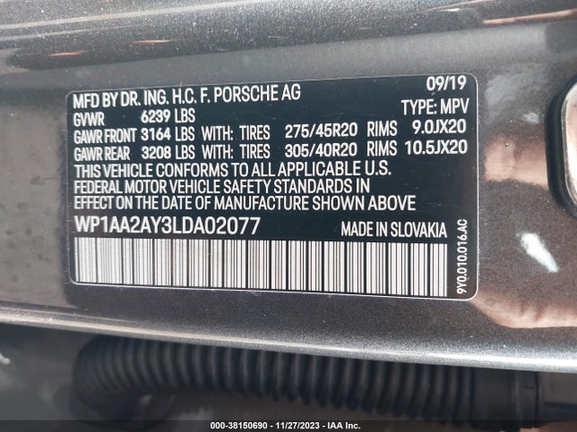 2020 PORSCHE CAYENNE WP1AA2AY3LDA02077 Photo 8
